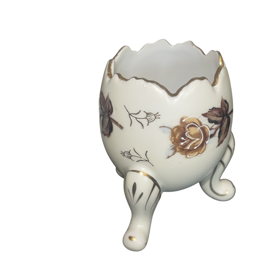 Vintage Porcelain Egg Cup Holder Floral Gold Trim Decorative Accent - Picture 15 of 16